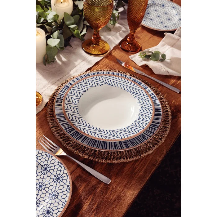ABSTRATTA TRAUKU KOMPLEKTS AR BĻODU 12 PRIEKŠMETI, PORCELĀNS