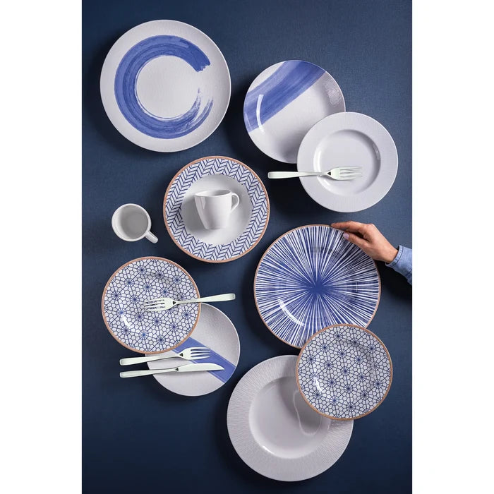 ABSTRATTA TRAUKU KOMPLEKTS AR KRŪZĒM, 20 PRIEKŠMETI, PORCELĀNS
