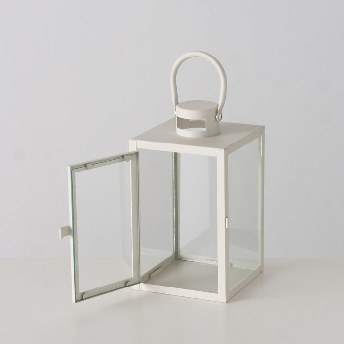 ARANA SVEČTURIS-LATERNA H18.2CM/11.5X11.5CM, BALTS, METĀLS/STIKLS (2054960)