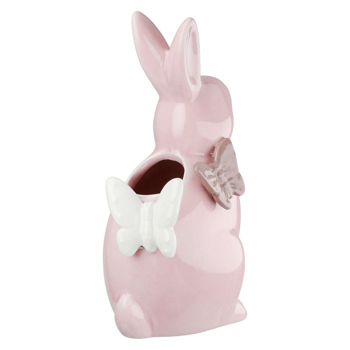 AURELIA DEKORS ZAĶIS AR TAURIŅIEM H17.5CM, ROZĀ, PORCELĀNS