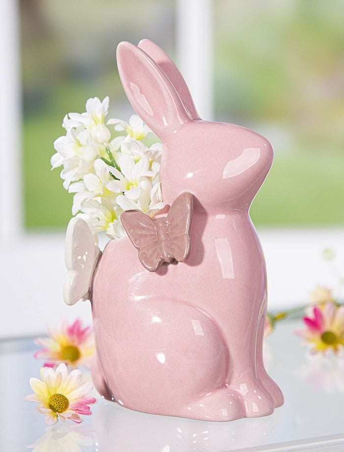 AURELIA DEKORS ZAĶIS AR TAURIŅIEM H17.5CM, ROZĀ, PORCELĀNS