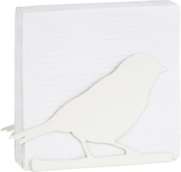 BIRD SILHOUETTE SALVEŠU TURĒTĀJS 17X4  H 11,5 CM, METĀLS, BALTS