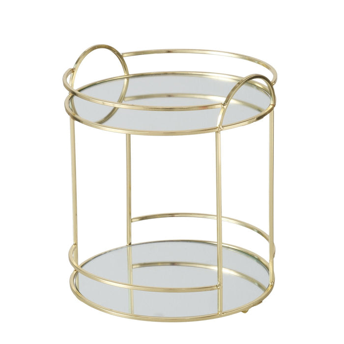 CAMILA PAPLĀTE-2 STĀVI, SPOGUĻVIRSMAS, H24CM, ZELTA KR., METĀLS/STIKLS