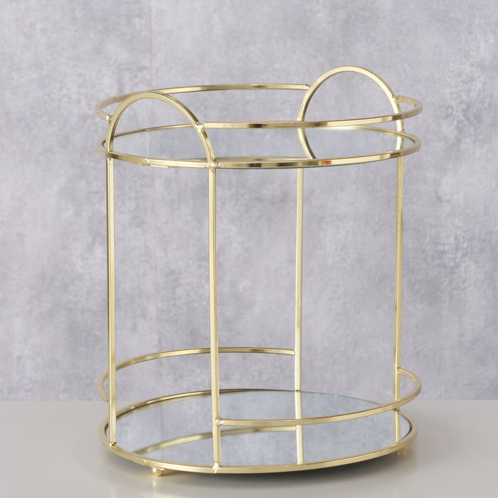 CAMILA PAPLĀTE-2 STĀVI, SPOGUĻVIRSMAS, H24CM, ZELTA KR., METĀLS/STIKLS