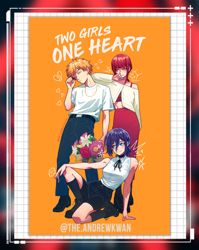 Chainsaw Two Girls One Heart Print