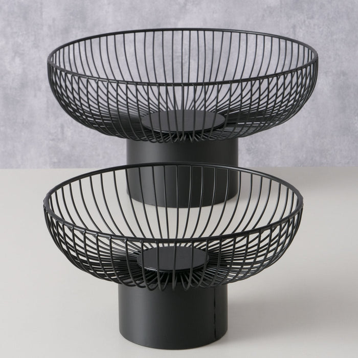 CINDY DEKORATĪVĀ BĻODA D38CM/H20.5CM, UZ PAAUGSTINĀJUMA, MELNA, METĀLS