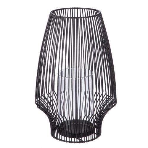 CONE SVEČTURIS D18CM, H27CM, MELNS, METĀLS/STIKLS