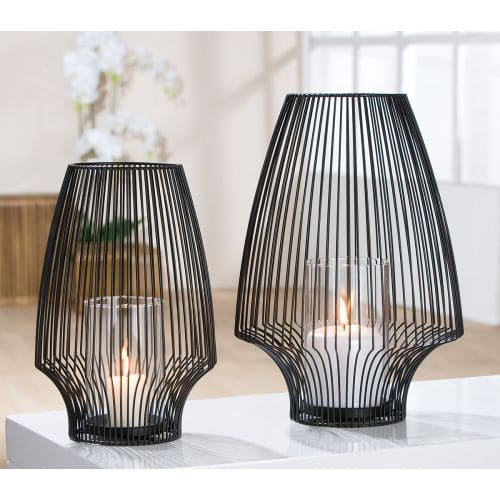 CONE SVEČTURIS D18CM, H27CM, MELNS, METĀLS/STIKLS