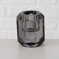 CRYSTAL SVEČTURIS D5CM, H2.5CM 2 VEIDI, CAURSPĪDĪGS/MELNI DŪMAKAINS, PĀRSTRĀDĀTS STIKLS
