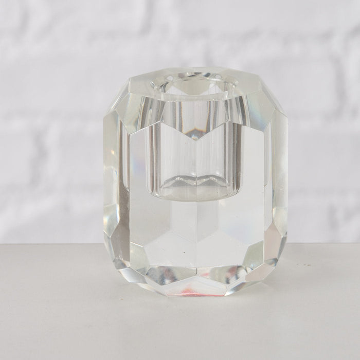CRYSTAL SVEČTURIS D5CM, H2.5CM 2 VEIDI, CAURSPĪDĪGS/MELNI DŪMAKAINS, PĀRSTRĀDĀTS STIKLS