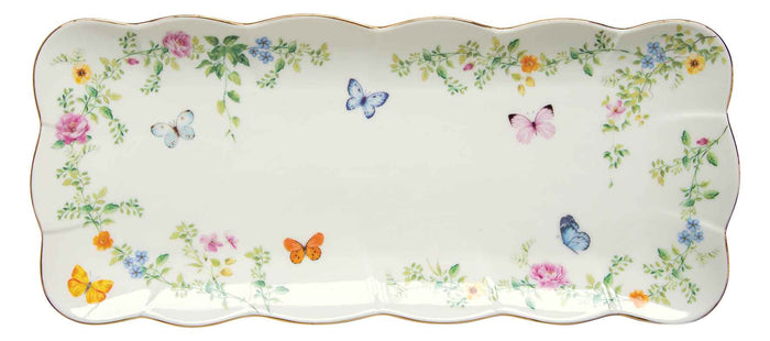 DANCING BUTTERFLIES SERVĒŠANAS ŠĶĪVIS 36x14.5CM, BALTS, PORCELĀNS, DĀVANU KASTĒ