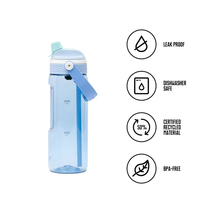 DUPLA 2 IN 1 ŪDENS PUDELE,750ML, GAIŠI ZILA, TRITAN,PLASTMASA