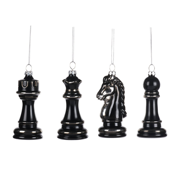 GĻU ROTĀJUMS - ŠAHA FIGŪRA, 4VEIDI, 10CM, MELNS, STIKLS