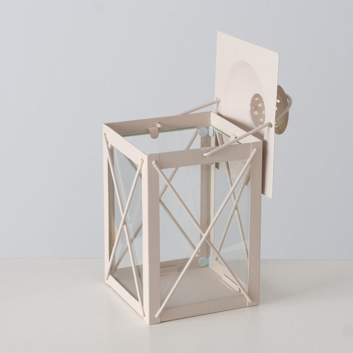 FAROL LATERNA SVECEI IEKŠTELPĀM H21CM, 14X14CM, BĒŠA, METĀLS/STIKLS