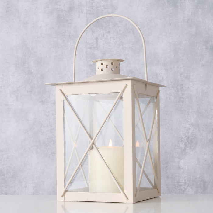 FAROL LATERNA SVECEI IEKŠTELPĀM H21CM, 14X14CM, BĒŠA, METĀLS/STIKLS