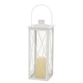 FAROL LATERNA SVECEI IEKŠTELPĀM H35CM, 14X14CM, BALTA, METĀLS/STIKLS