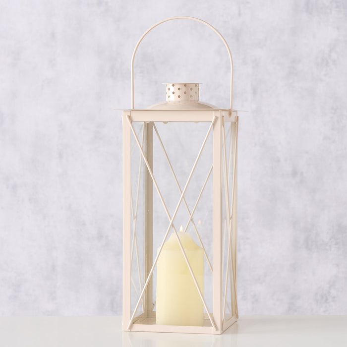 FAROL LATERNA SVECEI IEKŠTELPĀM H36CM, 17X17CM, BĒŠA, METĀLS/STIKLS