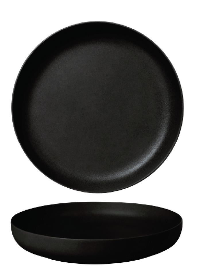 FINE PLUS ŠĶĪVIS AR UZLIEKTĀM MALĀM 25.5CM, MELNS, PORCELĀNS
