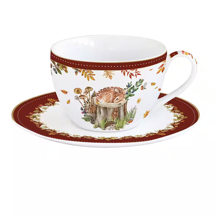 FOREST DREAM TASE AR APAKŠTASI 2 GAB., 240 ML, PORCELĀNS, DĀVANU KASTĒ