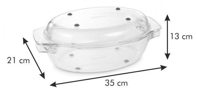 GRANDCHEF CEPAMTRAUKS AR VĀKU 35x21CM, OVĀLS, STIKLA