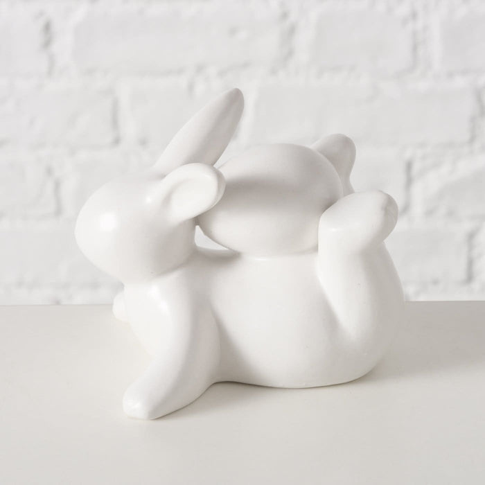 HILDY FIGŪRA-ZAĶIS H12.5CM 2 VEIDI, BALTS, KERAMIKA