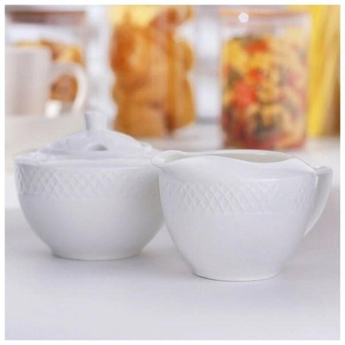 JULIA KOMPL. CUKURTRAUKS 340ML / PIENA TRAUKS 300ML, BALTI, PORCELĀNS