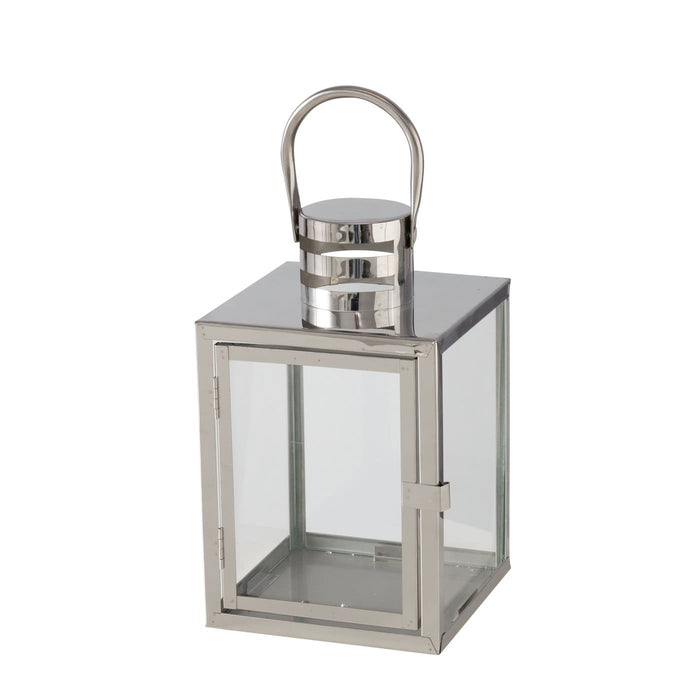 KIRUNA LATERNA AR ROKTURI H24CM, 14X14CM, SUDRABA KR., DZELZS PULVERA PĀRKLĀJUMS (2049901)