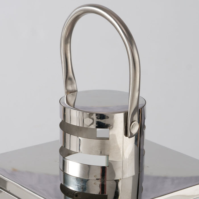 KIRUNA LATERNA AR ROKTURI H24CM, 14X14CM, SUDRABA KR., DZELZS PULVERA PĀRKLĀJUMS (2049901)