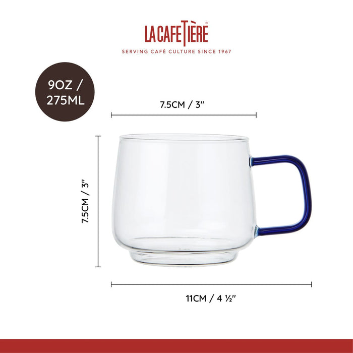 LA CAFETIÈRE KRŪZES 275ML, KOMPL.2GAB, STIKLS, AR ZILIEM ROKTURIEM