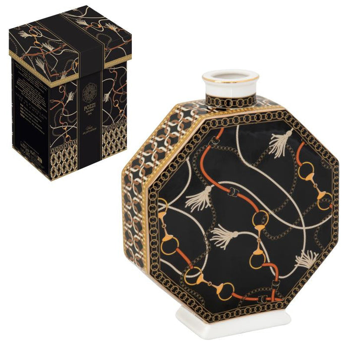 LUXURY CHAIN VĀZE H18CM, 15x5CM, PORCELĀNS