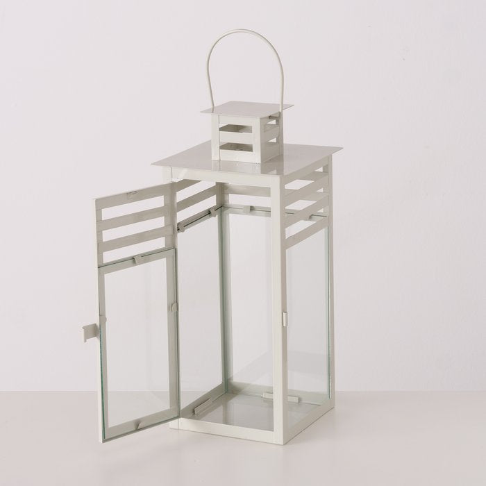 MARIBO LATERNA SVECEI IEKŠTELPĀM H32CM, 14X14CM, BALTA, METĀLS/STIKLS (2025972)