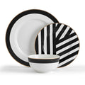 MIKASA LUXE DECO PUSDIENU SERVĪZE 4PERS., 12PIED., BALTS/MELNS, PORCELĀNS