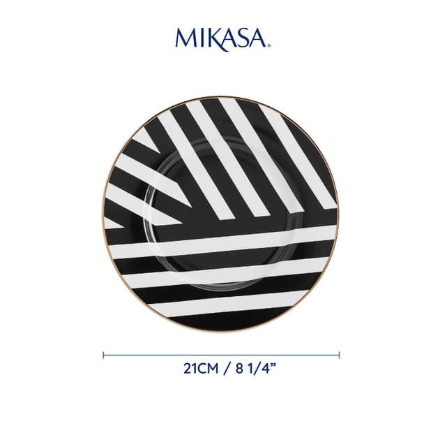 MIKASA LUXE DECO ŠĶĪVJI 21CM KOMPL.4GAB, BALTS/MELNS, PORCELĀNS