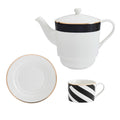 MIKASA LUXE DECO TĒJAS KOMPL.1 PERS. TĒJKANNA 500ML, TASE 250ML AR APAKŠTASI, BALTS/MELNS, PORCELĀNS
