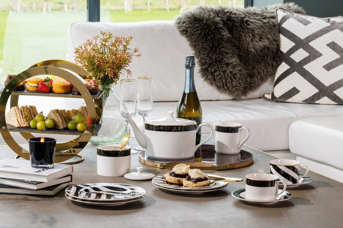 MIKASA LUXE DECO TĒJKANNA 1.1L, BALTS/MELNS, PORCELĀNS