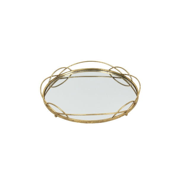 MIRROR PAPLĀTE 46x7x46cm, ZELTA KR., METĀLS/STIKLS