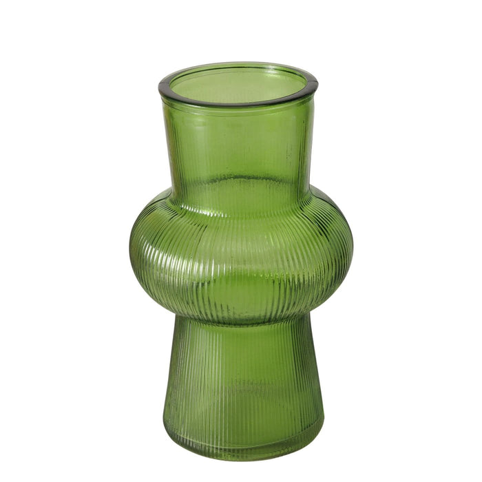 NORANA VĀZE H20CM 2 VEIDI, ZAĻA, LAKOTS STIKLS