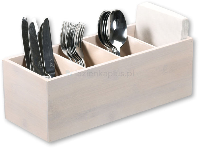 PIEDERUMU STATĪVS -ORGANIZATORS 35x12x14CM, BEICĒTI BALTS, BAMBUSS, FSC