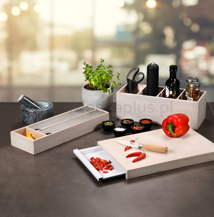 PIEDERUMU STATĪVS -ORGANIZATORS 35x12x14CM, BEICĒTI BALTS, BAMBUSS, FSC