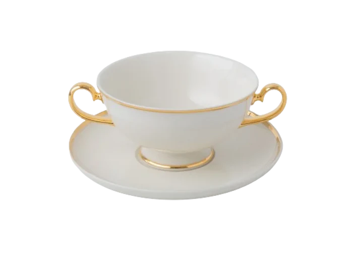 PRIMA GOLD BULJONA TASE AR OSĀM 280ML, AR APAKŠTASI 16CM
