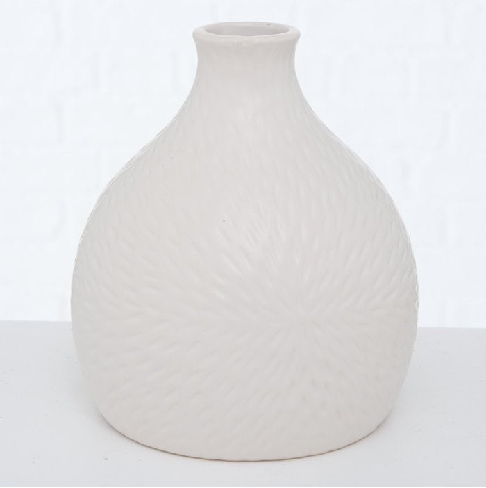 SALINA VĀZE H16CM, D15CM, 2 VEIDI, BALTA, MATĒTA, KERAMIKA