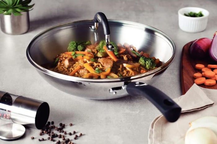 SOLAR SILICONE WOK PANNA 28CM, 3.3L, AR VĀKU, NER.TĒR., INDUKCIJAI