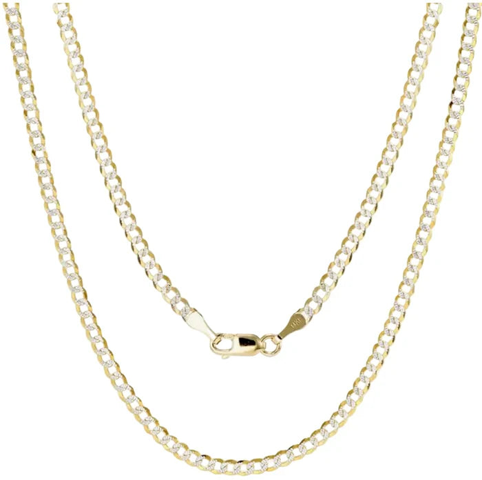 Solid Two-Color Cuban Curb Link Necklace