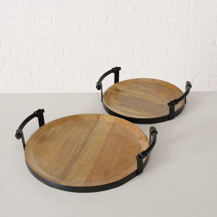 TROY DEKORATĪVĀ PAPLĀTE D35CM, AR METĀLA ROKTURIEM, KOKS (2040388)