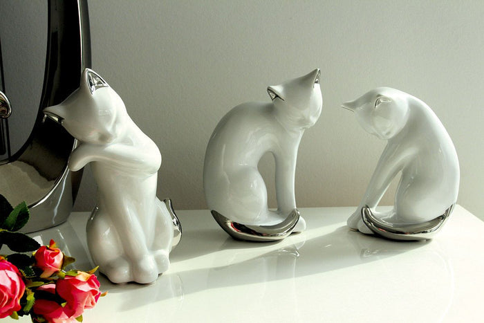 TWISTO FIGŪRA KAĶIS H18CM 3 VEIDI, BALTS, KERAMIKA