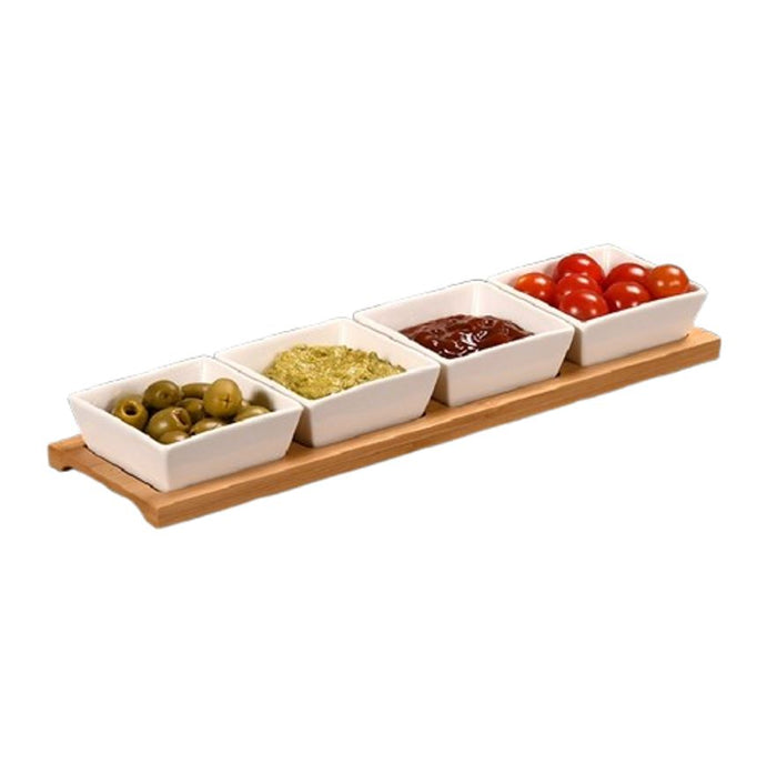 UZKODU TRAUCIŅU KOMPL.4GAB. 35x9.4x4.3CM, PORCELĀNS/BAMBUSS, FSC