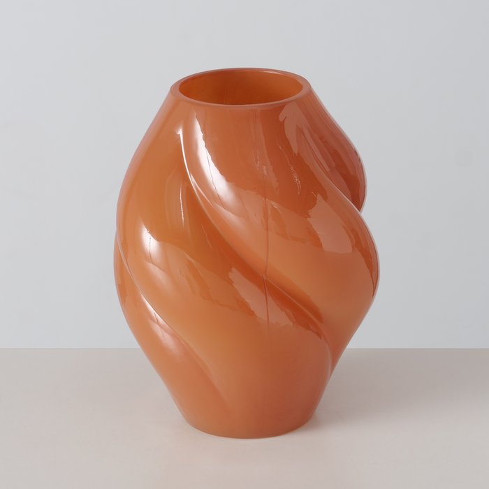 WEVA VĀZE H20CM, D16CM, 2 VEIDI, ORANŽA, LAKOTS STIKLS