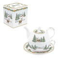WHITE FOREST TĒJAS KOMPL. TĒJKANNA 350ML, KRŪZE 350ML AR APAKŠTASI, PORCELĀNS, DĀVANU KASTĒ