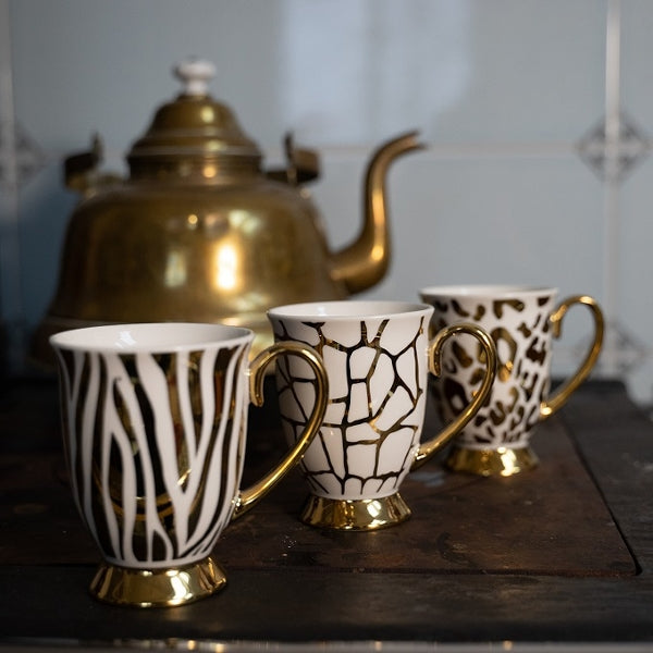 WILD LIFE KRŪZE 250ML 3 VEIDI, ZELTA KR. DEKORS, PORCELĀNS
