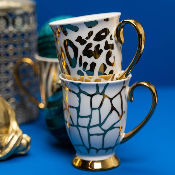 WILD LIFE KRŪZE 250ML 3 VEIDI, ZELTA KR. DEKORS, PORCELĀNS